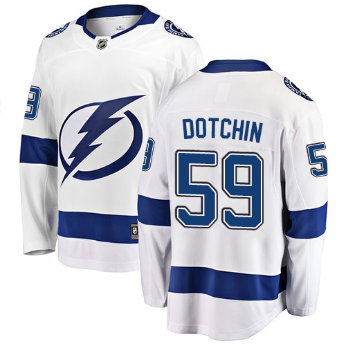 Men's Tampa Bay Lightning #59 Jake Dotchin Fanatics Branded White Away Breakaway NHL Jersey