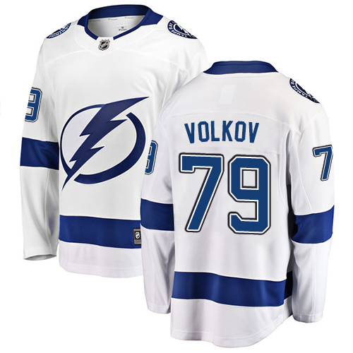 Men's Tampa Bay Lightning #79 Alexander Volkov Fanatics Branded White Away Breakaway NHL Jersey
