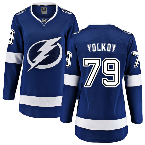 Women's Tampa Bay Lightning #79 Alexander Volkov Fanatics Branded Royal Blue Home Breakaway NHL Jersey