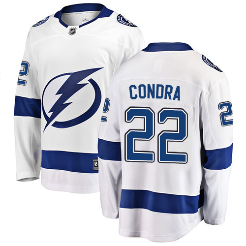 Men's Tampa Bay Lightning #22 Erik Condra Fanatics Branded White Away Breakaway NHL Jersey