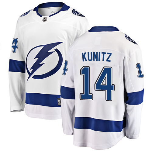 Men's Tampa Bay Lightning #14 Chris Kunitz Fanatics Branded White Away Breakaway NHL Jersey
