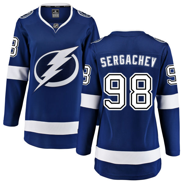 Women's Tampa Bay Lightning #98 Mikhail Sergachev Fanatics Branded Royal Blue Home Breakaway NHL Jersey