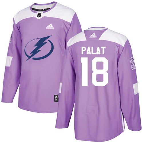 Men's Adidas Tampa Bay Lightning #18 Ondrej Palat Authentic Purple Fights Cancer Practice NHL Jersey