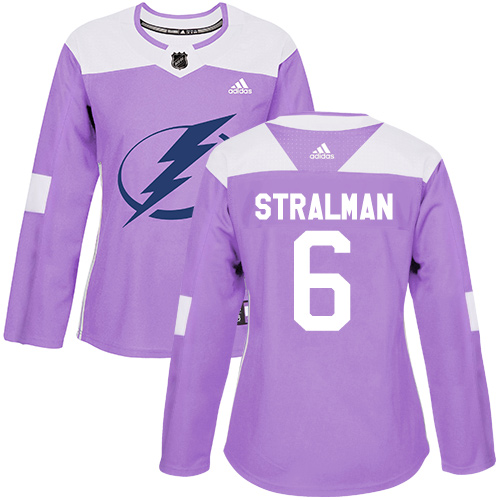 Women's Adidas Tampa Bay Lightning #6 Anton Stralman Authentic Purple Fights Cancer Practice NHL Jersey
