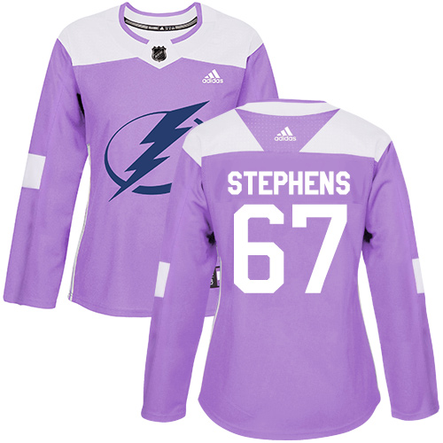 Women's Adidas Tampa Bay Lightning #67 Mitchell Stephens Authentic Purple Fights Cancer Practice NHL Jersey