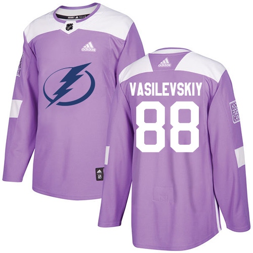 Youth Adidas Tampa Bay Lightning #88 Andrei Vasilevskiy Authentic Purple Fights Cancer Practice NHL Jersey