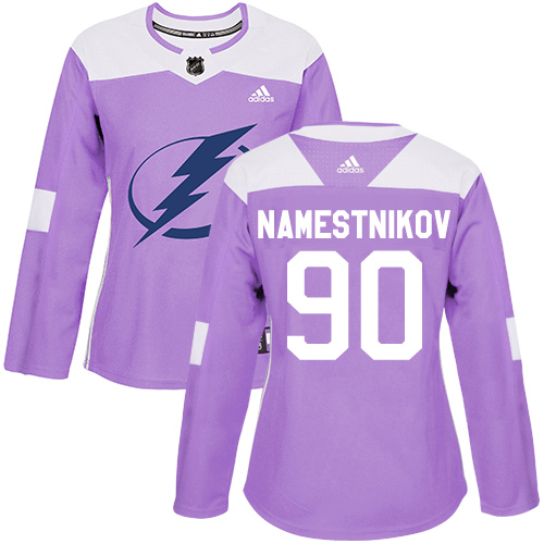 Women's Adidas Tampa Bay Lightning #90 Vladislav Namestnikov Authentic Purple Fights Cancer Practice NHL Jersey