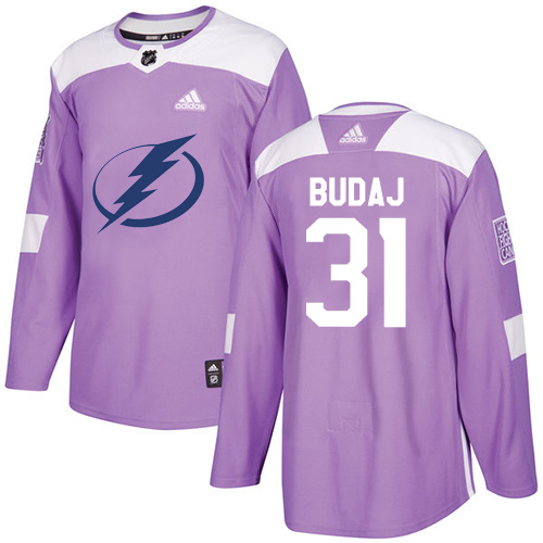 Men's Adidas Tampa Bay Lightning #31 Peter Budaj Authentic Purple Fights Cancer Practice NHL Jersey