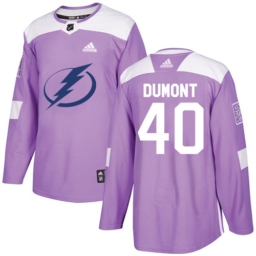 Men's Adidas Tampa Bay Lightning #40 Gabriel Dumont Authentic Purple Fights Cancer Practice NHL Jersey