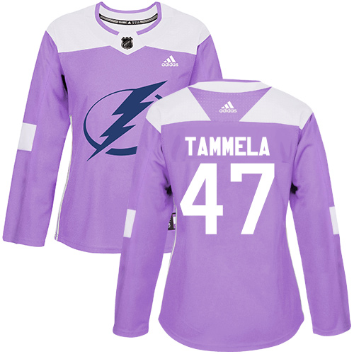 Women's Adidas Tampa Bay Lightning #47 Jonne Tammela Authentic Purple Fights Cancer Practice NHL Jersey
