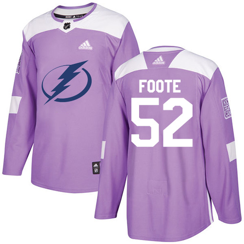 Men's Adidas Tampa Bay Lightning #52 Callan Foote Authentic Purple Fights Cancer Practice NHL Jersey