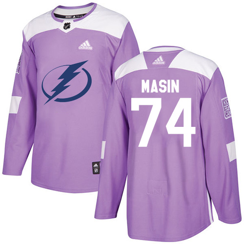 Men's Adidas Tampa Bay Lightning #74 Dominik Masin Authentic Purple Fights Cancer Practice NHL Jersey
