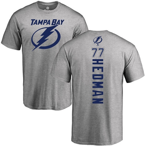 NHL Adidas Tampa Bay Lightning #77 Victor Hedman Ash Backer T-Shirt