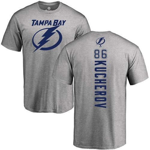 NHL Adidas Tampa Bay Lightning #86 Nikita Kucherov Ash Backer T-Shirt