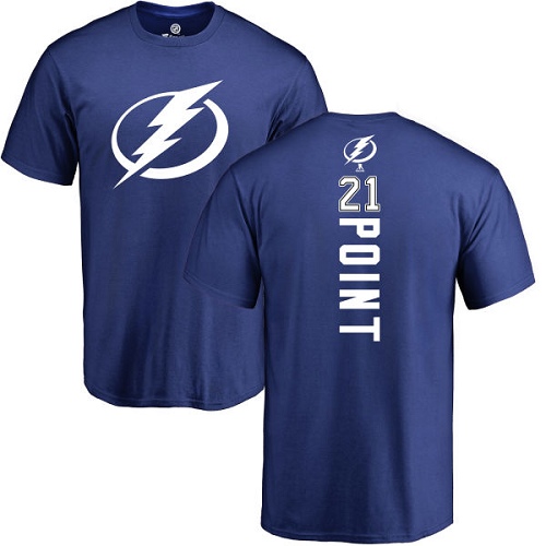 NHL Adidas Tampa Bay Lightning #21 Brayden Point Royal Blue Backer T-Shirt