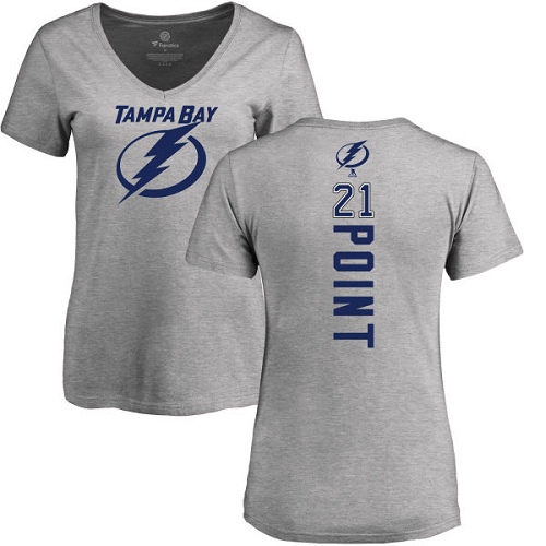 NHL Women's Adidas Tampa Bay Lightning #21 Brayden Point Ash Backer T-Shirt