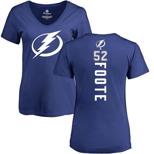 NHL Women's Adidas Tampa Bay Lightning #52 Callan Foote Royal Blue Backer T-Shirt