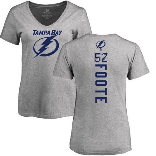 NHL Women's Adidas Tampa Bay Lightning #52 Callan Foote Ash Backer T-Shirt