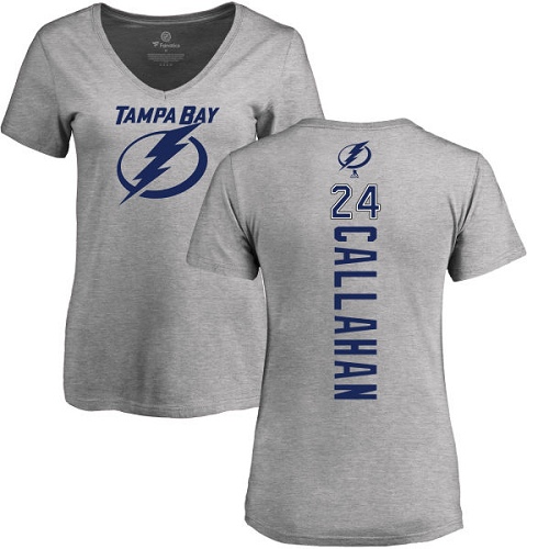 NHL Women's Adidas Tampa Bay Lightning #24 Ryan Callahan Ash Backer T-Shirt