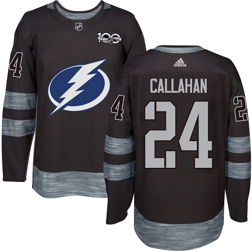 Men's Adidas Tampa Bay Lightning #24 Ryan Callahan Premier Black 1917-2017 100th Anniversary NHL Jersey