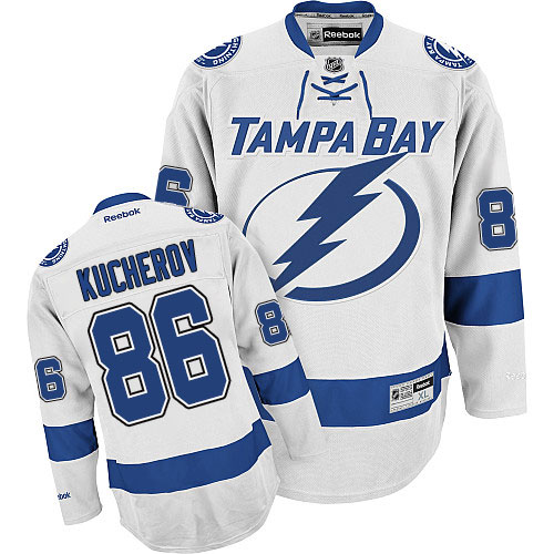 Men's Reebok Tampa Bay Lightning #86 Nikita Kucherov Authentic White Away NHL Jersey