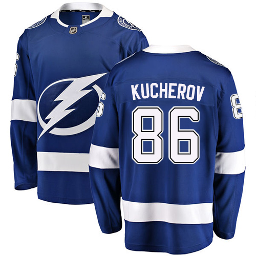 Men's Tampa Bay Lightning #86 Nikita Kucherov Fanatics Branded Blue Home Breakaway NHL Jersey