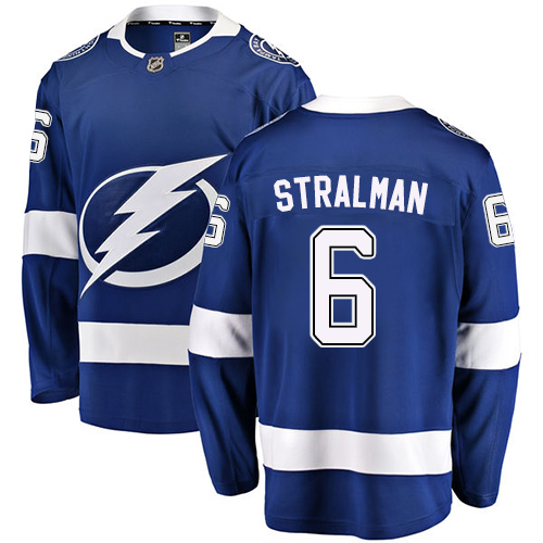 Men's Tampa Bay Lightning #6 Anton Stralman Fanatics Branded Blue Home Breakaway NHL Jersey