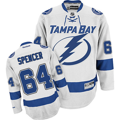 Youth Reebok Tampa Bay Lightning #64 Matthew Spencer Authentic White Away NHL Jersey