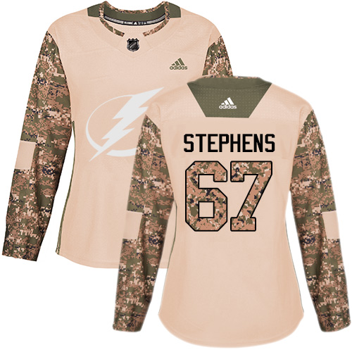 Women's Adidas Tampa Bay Lightning #67 Mitchell Stephens Authentic Camo Veterans Day Practice NHL Jersey