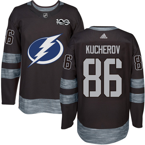 Men's Adidas Tampa Bay Lightning #86 Nikita Kucherov Premier Black 1917-2017 100th Anniversary NHL Jersey