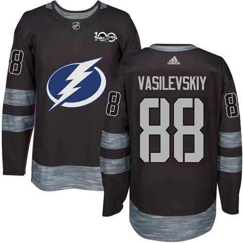 Men's Adidas Tampa Bay Lightning #88 Andrei Vasilevskiy Premier Black 1917-2017 100th Anniversary NHL Jersey