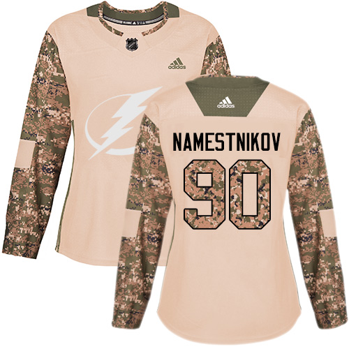 Women's Adidas Tampa Bay Lightning #90 Vladislav Namestnikov Authentic Camo Veterans Day Practice NHL Jersey