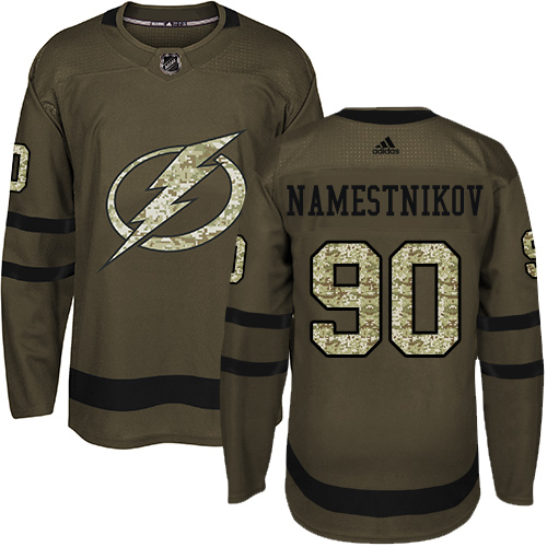 Youth Adidas Tampa Bay Lightning #90 Vladislav Namestnikov Authentic Green Salute to Service NHL Jersey