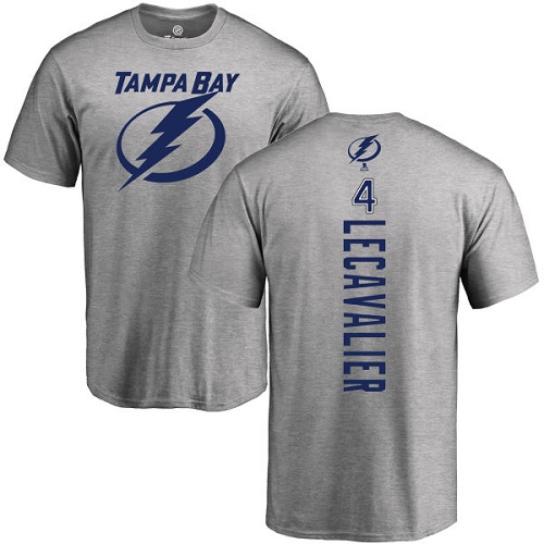 NHL Adidas Tampa Bay Lightning #4 Vincent Lecavalier Ash Backer T-Shirt