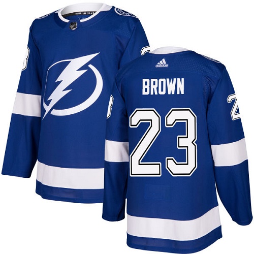 Men's Adidas Tampa Bay Lightning #23 J.T. Brown Authentic Royal Blue Home NHL Jersey