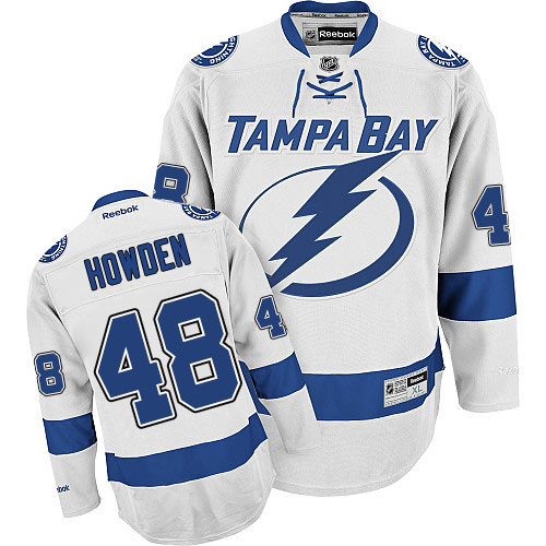 Men's Reebok Tampa Bay Lightning #48 Brett Howden Authentic White Away NHL Jersey