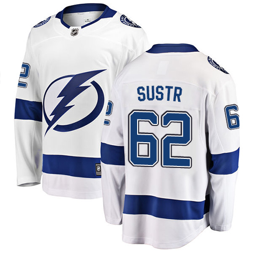 Men's Tampa Bay Lightning #62 Andrej Sustr Fanatics Branded White Away Breakaway NHL Jersey