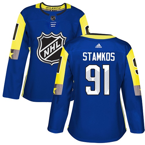 Women's Adidas Tampa Bay Lightning #91 Steven Stamkos Authentic Royal Blue 2018 All-Star Atlantic Division NHL Jersey