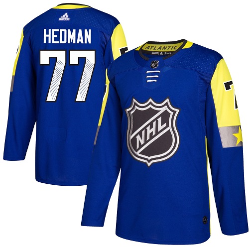 Men's Adidas Tampa Bay Lightning #77 Victor Hedman Authentic Royal Blue 2018 All-Star Atlantic Division NHL Jersey