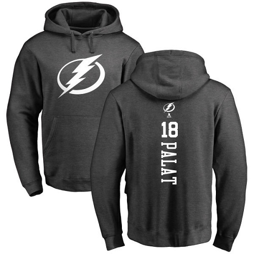 NHL Adidas Tampa Bay Lightning #18 Ondrej Palat Charcoal One Color Backer Pullover Hoodie