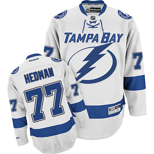 Women's Reebok Tampa Bay Lightning #77 Victor Hedman Authentic White Away NHL Jersey