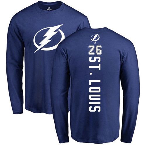 NHL Adidas Tampa Bay Lightning #26 Martin St. Louis Royal Blue Backer Long Sleeve T-Shirt