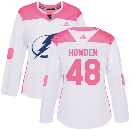 Women's Adidas Tampa Bay Lightning #48 Brett Howden Authentic White/Pink Fashion NHL Jersey