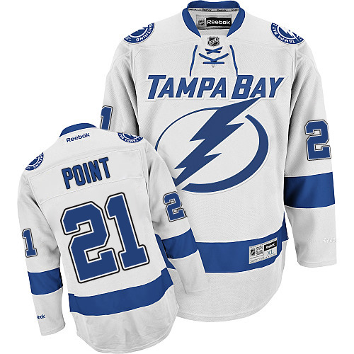 Men's Reebok Tampa Bay Lightning #21 Brayden Point Authentic White Away NHL Jersey