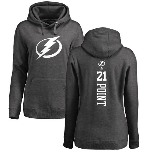 NHL Women's Adidas Tampa Bay Lightning #21 Brayden Point Charcoal One Color Backer Pullover Hoodie
