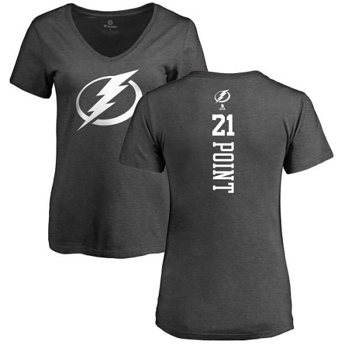 NHL Women's Adidas Tampa Bay Lightning #21 Brayden Point Charcoal One Color Backer T-Shirt