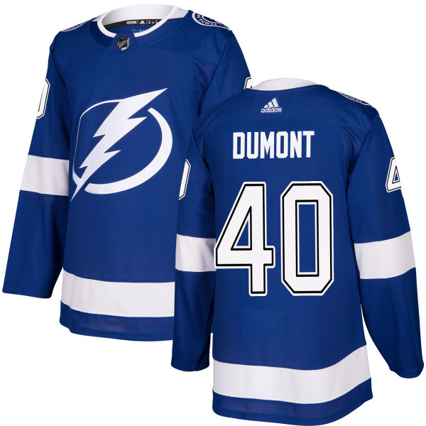 Men's Adidas Tampa Bay Lightning #40 Gabriel Dumont Authentic Royal Blue Home NHL Jersey