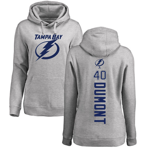 NHL Women's Adidas Tampa Bay Lightning #40 Gabriel Dumont Ash Backer Pullover Hoodie