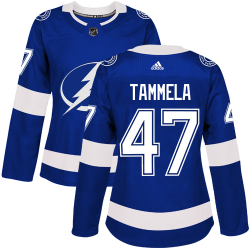 Women's Adidas Tampa Bay Lightning #47 Jonne Tammela Authentic Royal Blue Home NHL Jersey