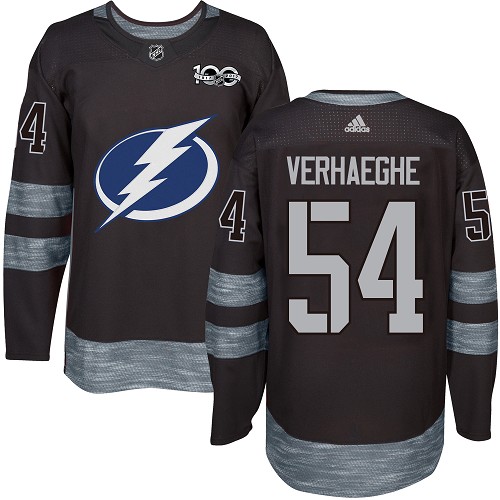 Men's Adidas Tampa Bay Lightning #54 Carter Verhaeghe Authentic Black 1917-2017 100th Anniversary NHL Jersey